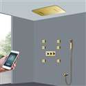 Fontana Chatou Smart Musical LED Rainfall Waterfall Shower System with Handheld Shower in Polished Gold Finish