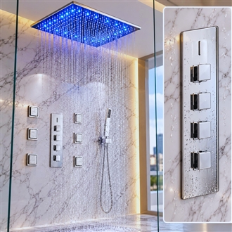Sicily 40" x 40" Chrome LED Rainfall Shower System
