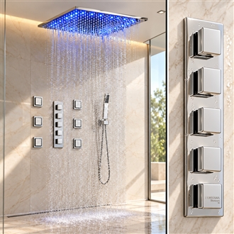 Sicily 40" x 40" Chrome LED Rainfall Shower System