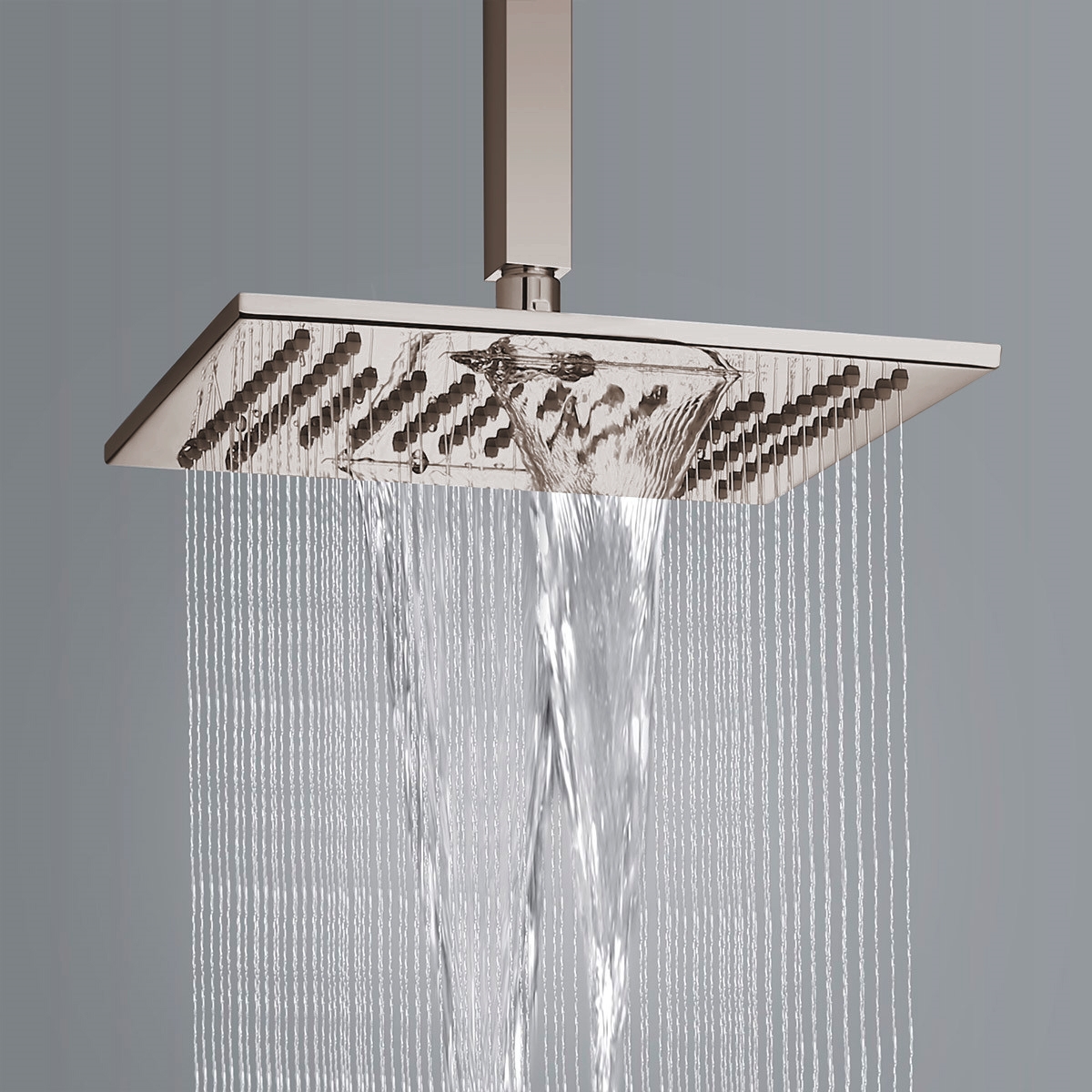 Browse Fontana Cholet 10" Solid Brass Brushed Nickel Bathroom Shower ...