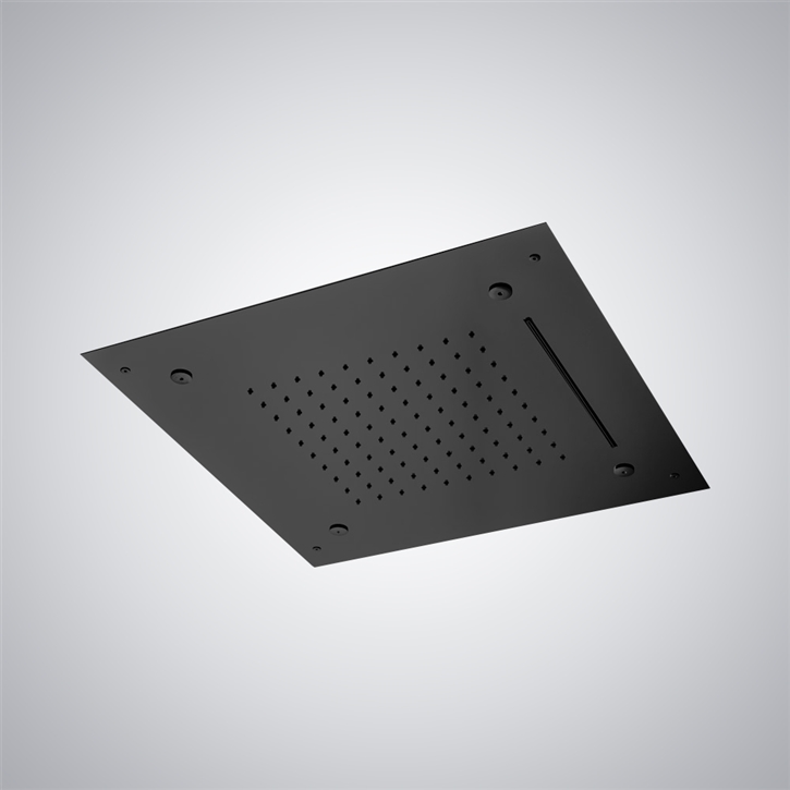 Fontana Lyon 16" Matte Black Ceiling Mounted Luxury LED Bathroom Shower Head