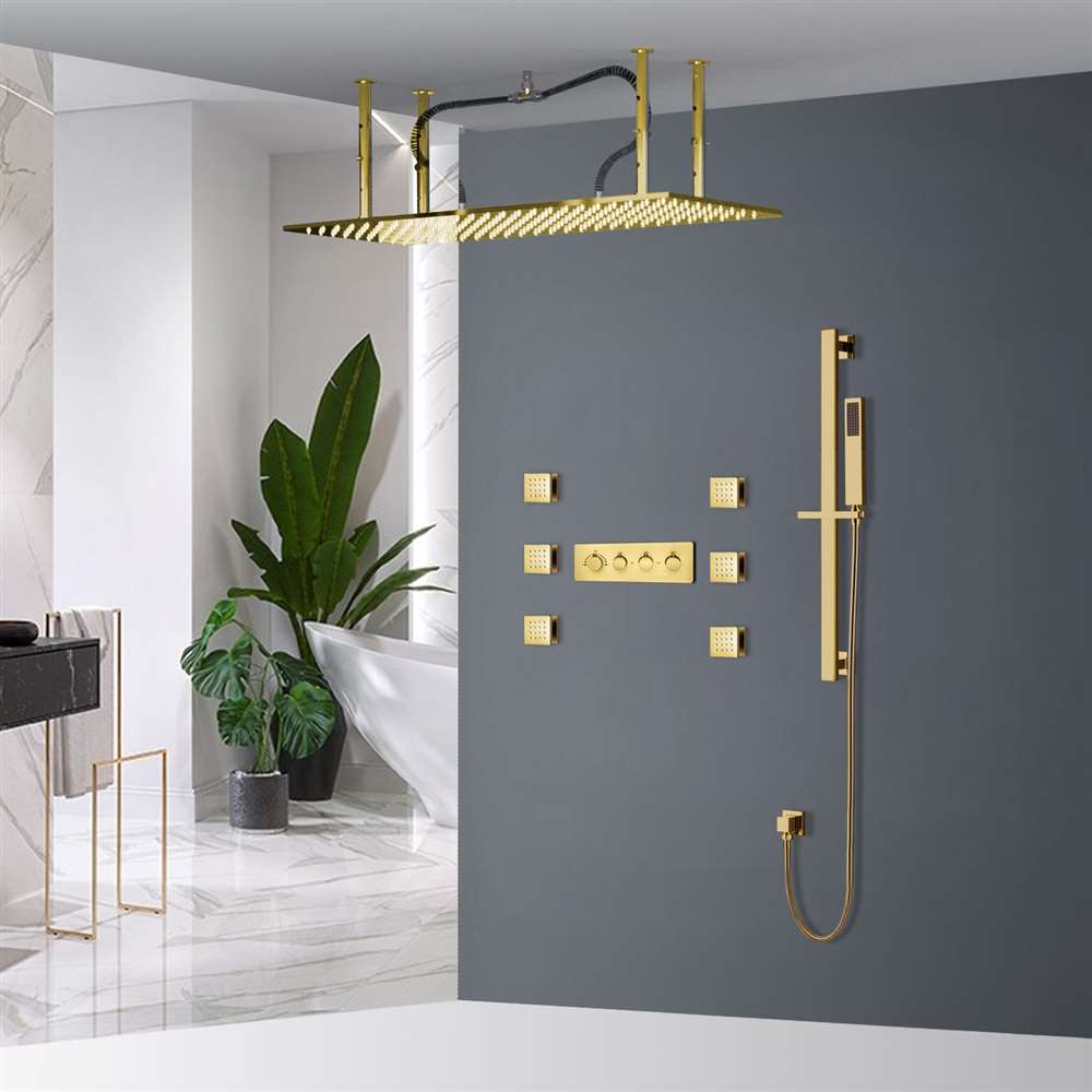 Fontana Gold 4 Handles Thermostatic LED Shower System