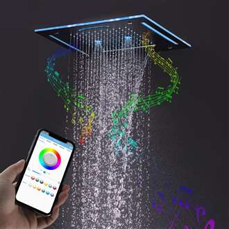Kohler Shower Fixtures Fontana Marseille 16 inch LED Music Waterfall Bathroom Shower Head Phone Controlled
