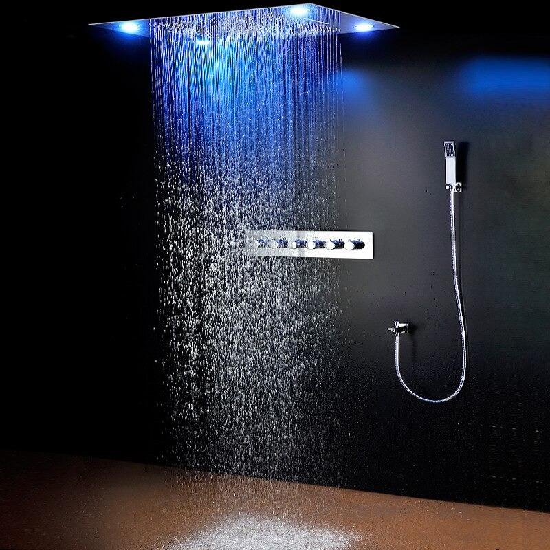 Fontana Dijon thermostatic ceiling-mounted LED shower installation