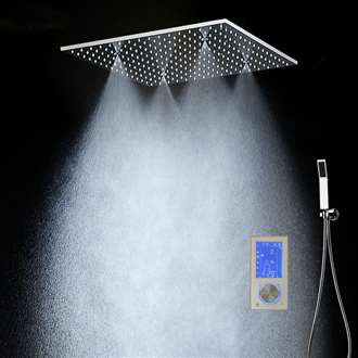 Luxury Shower Head Fontana Deauville Thermostatic 16" Bathroom Shower Head with 3 Ways Intelligent Digital Concealed Shower Mixer