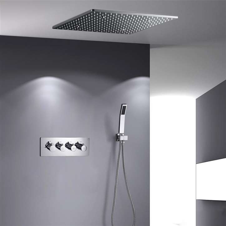 Fontana Melun 20-inch Ceiling Mount LED Changing Shower with Hand Held Shower