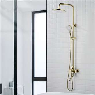 Brushed gold 9-inch round shower headâ€”Fontana Marseille FS15037