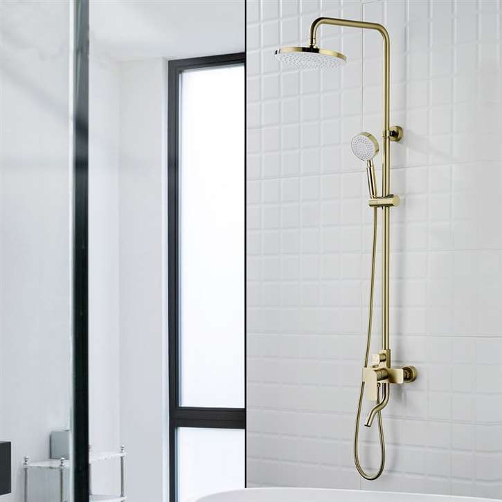 Brushed gold 9-inch round shower head â€“ Fontana Marseille FS15037DP