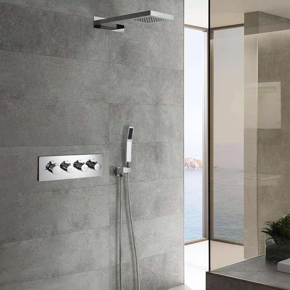 Fontana Senart 22" Wall Mounted Bathroom Thermostatic Shower Set With Hand Shower actual FontanaShowers product image