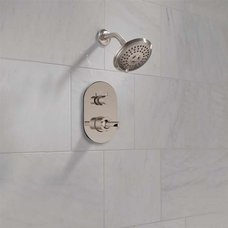Fontana Brushed Nickel Wall Mounted Round Shower With Mixer