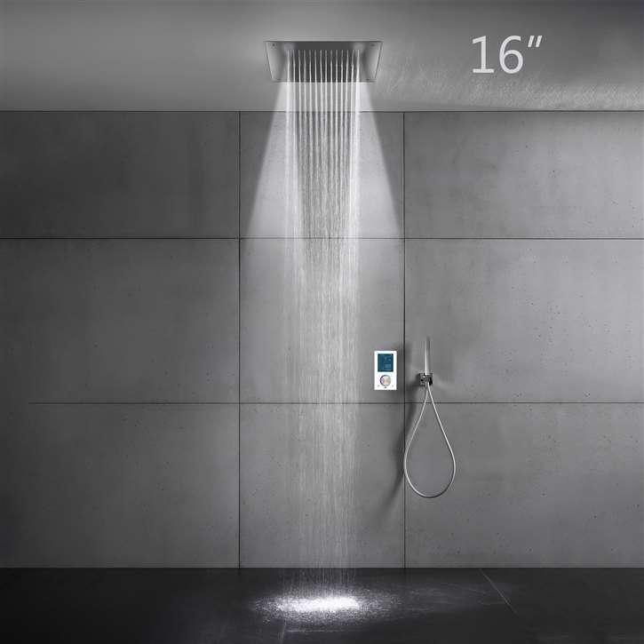 Fontana FS15046NL Intelligent Thermostatic Wall Mounted Shower System with 16-inch square stainless
