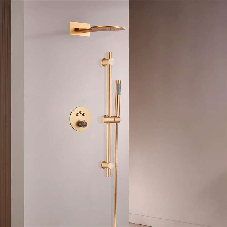 Fontana Saint-Pierre Brushed Gold 22" Wall Mounted Shower Set | Stylish ...