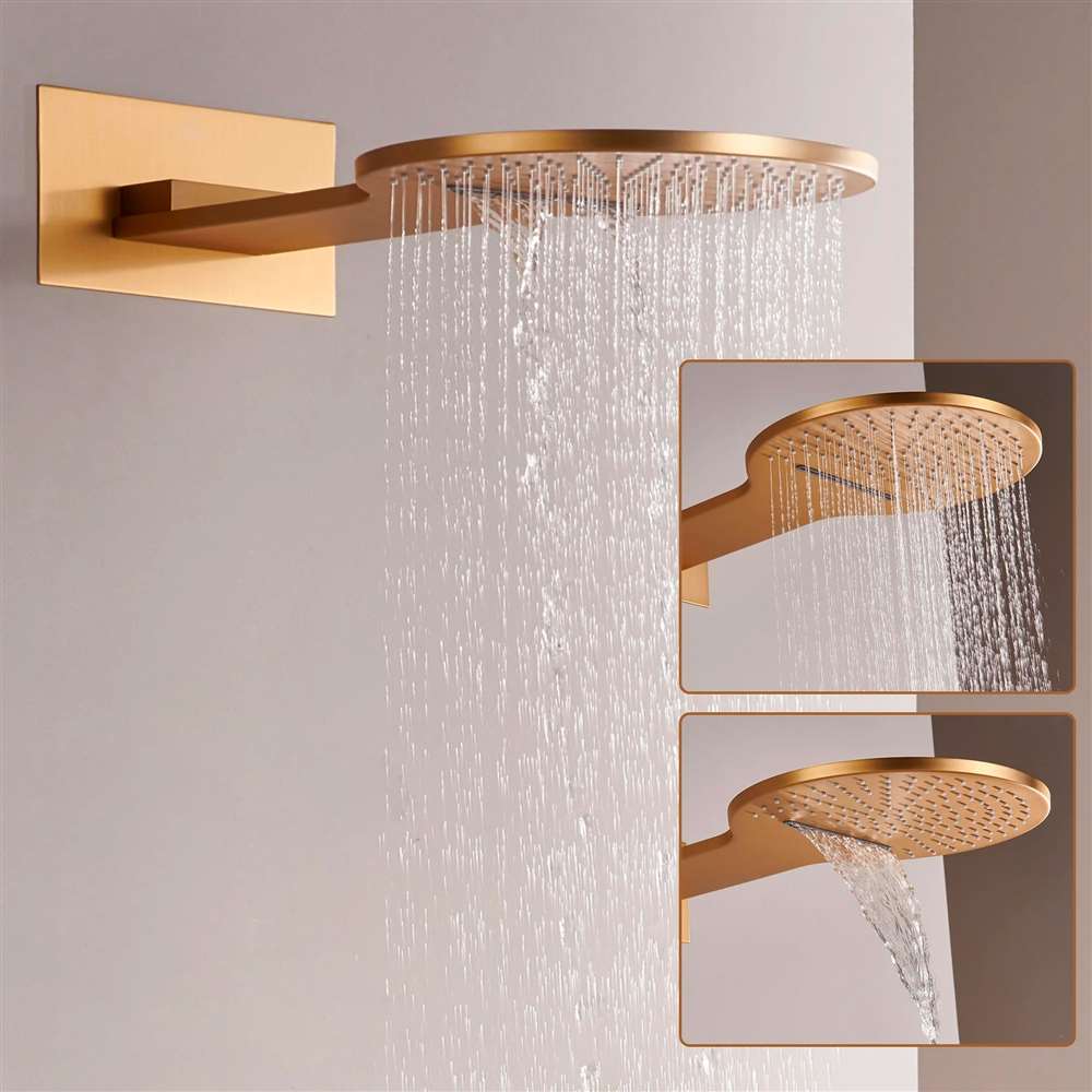 Fontana Saint-Pierre Brushed Gold 22" Wall Mounted Shower Set | Stylish ...