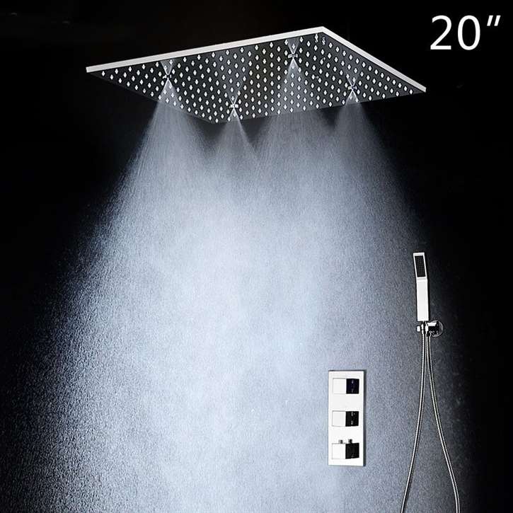 Fontana St. Gallen 20" Embedded Ceiling Mount Shower Head Thermostatic Bathroom Shower System with Hand Shower