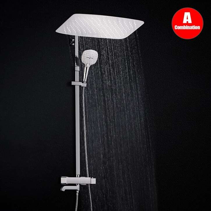 Fontana SâˆšÂ®te 14x22" Stylish Chrome Finish Thermostatic Water Saving Bathroom Shower System