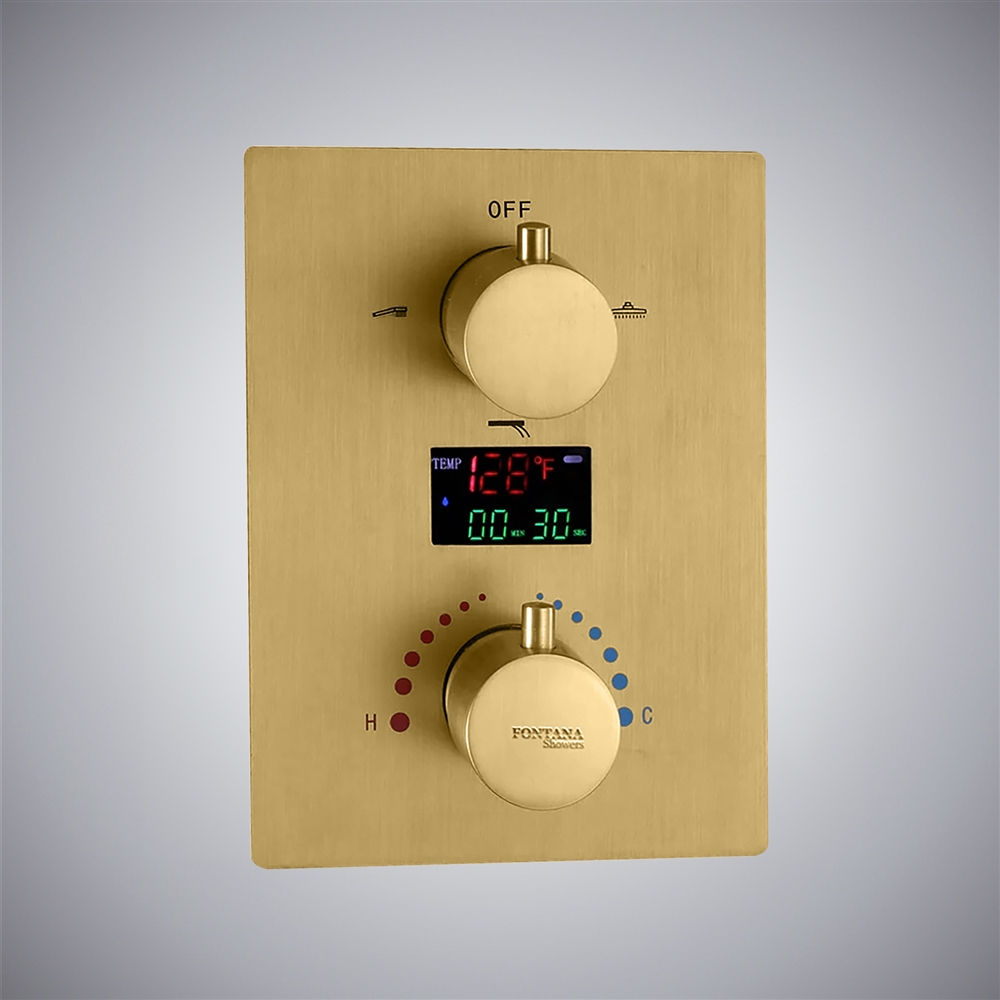Browse Fontana Brushed Gold Finish Thermostatic Shower Mixer at ...