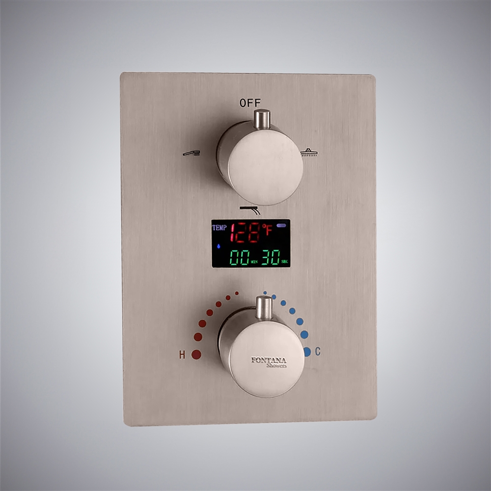 Fontana Brushed Nickel Finish Thermostatic Shower Mixer