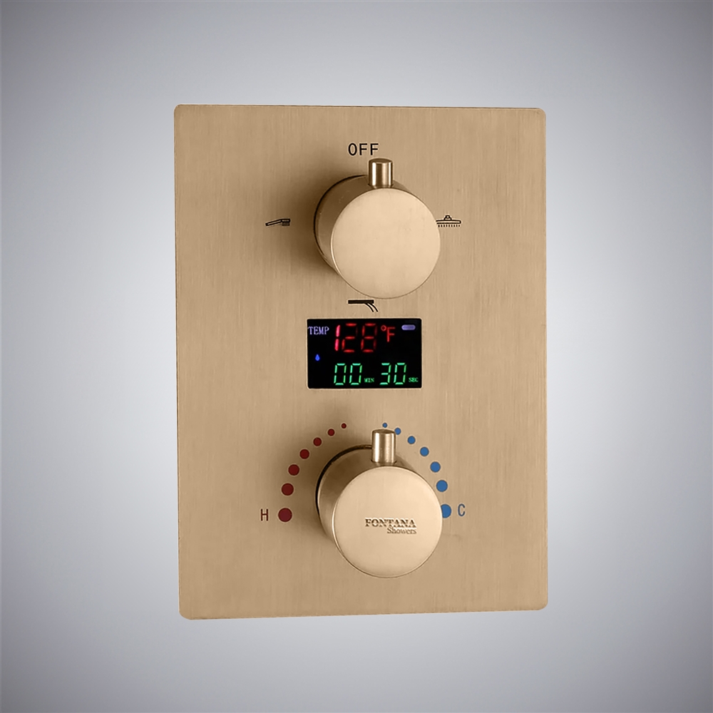 Fontana Champagne Finish Thermostatic Shower Mixer