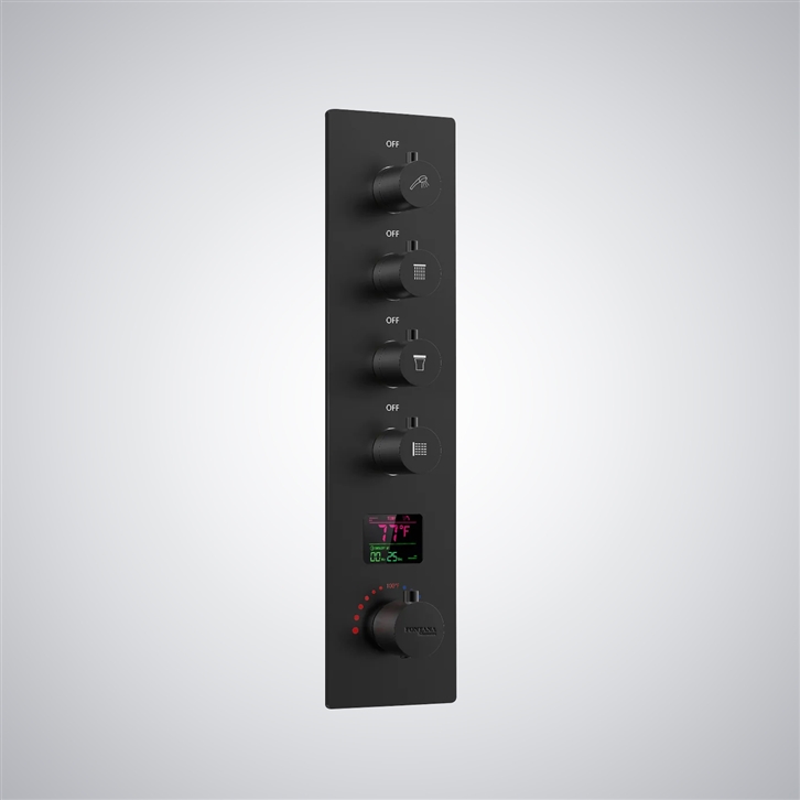 Fontana Sanza Matte Black Multifunctional Digital Display Thermostatic Shower Mixer