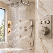 FontanaShowers Brushed Nickel Rainfall Shower Set