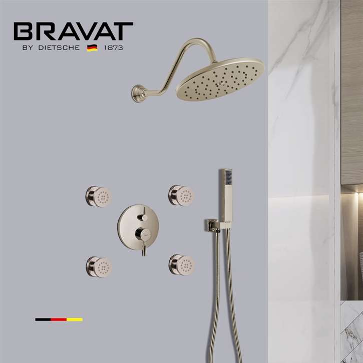Fontana Brass Brushed Nickel Rainfall Shower Set