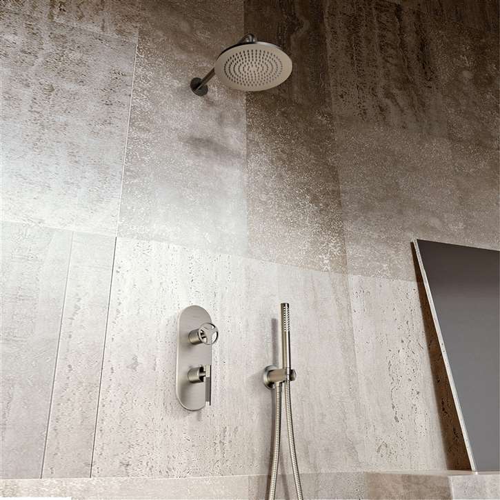 FontanaShowers Modern Brushed Nickel Rainfall Shower Set