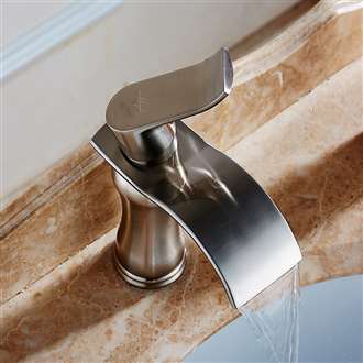 Huancayo Brushed Nickel Single Handle Water Fall Bathroom BIM Object Sink Faucet 