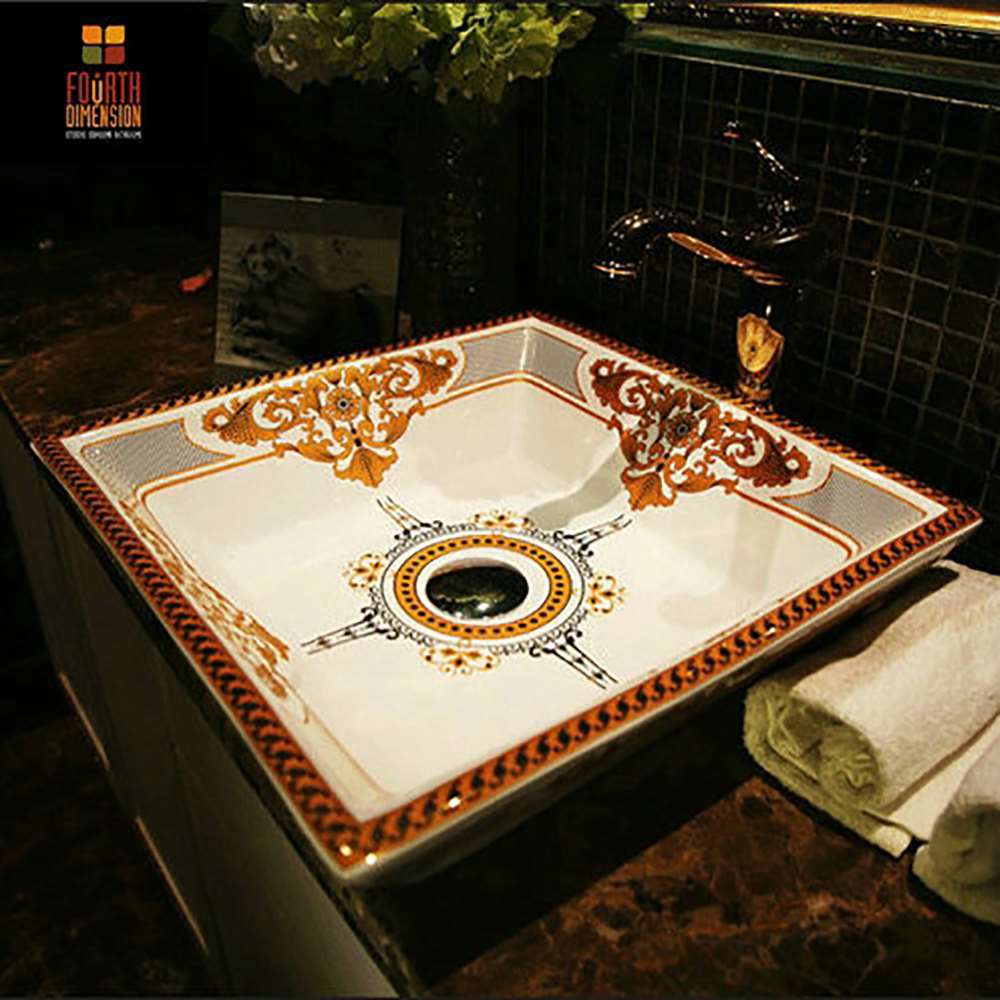 Udine European Inspired Square Glazed Ceramic Basin
