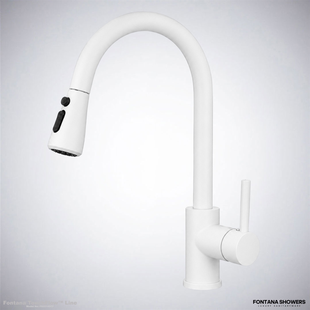 Fontana Kitchen Touch Faucet Pull Out Sensor Tap in White