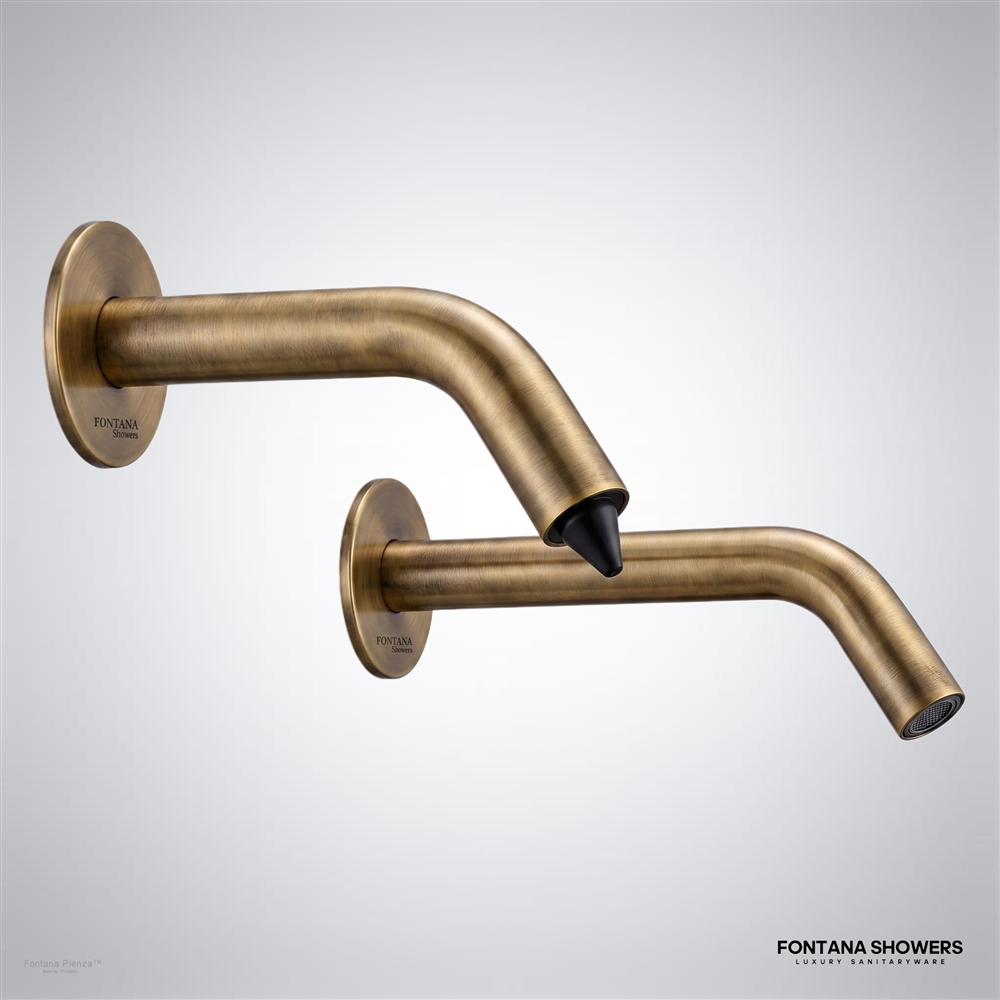 Fontana Pienza Antique Brass touchless faucet and automatic soap dispenser