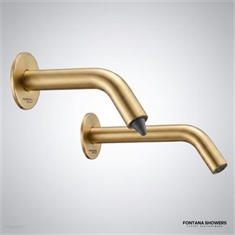 Fontana Pienza brushed gold touchless faucet and automatic soap dispenser