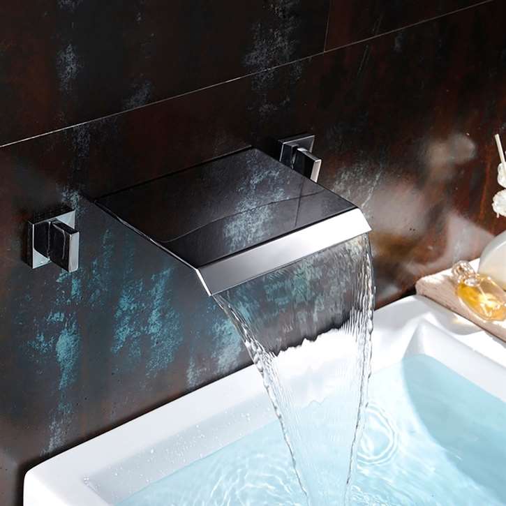 Amalfi Polished Chrome Wall Mounted Waterfall Dual Handle Bathroom Faucet (FS1762)