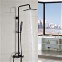 Ebikon Wall Mount Square Rainfall Matte Black Bathroom Shower Set in Matte Black Finish