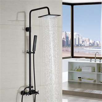 Ebikon Wall Mount Square Rainfall Matte Black Bathroom Shower Set