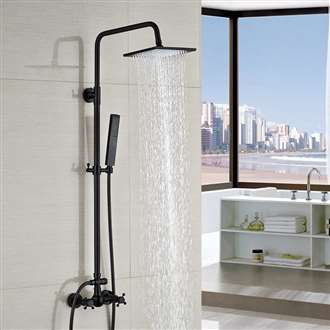 Ebikon Wall Mount Square Rainfall Matte Black Bathroom Shower Set  with Sliding Bar