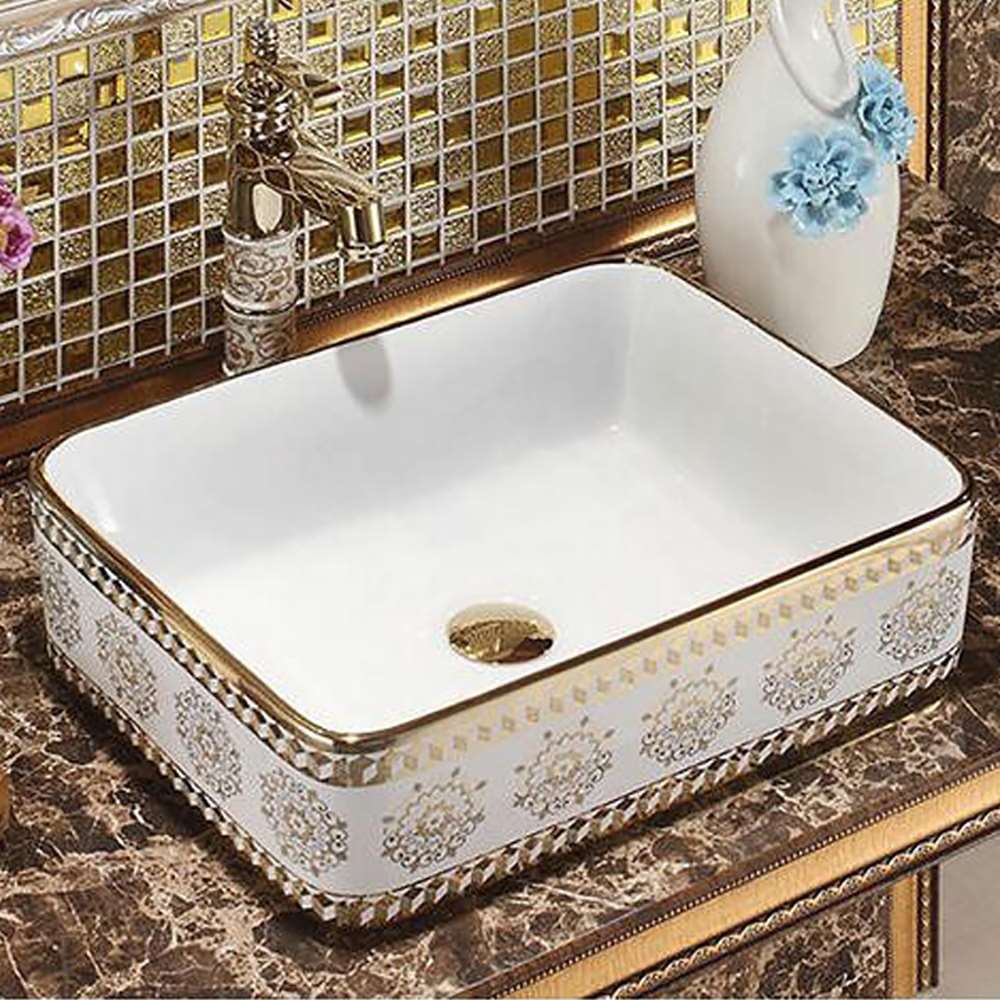 Prato Mosaic Gold Rectangular Bathroom Sink