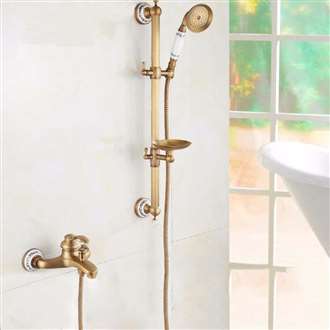 Fontana BIM File Sassari Wall Mount Antique Brushed Gold Shower Set With Soap Dish