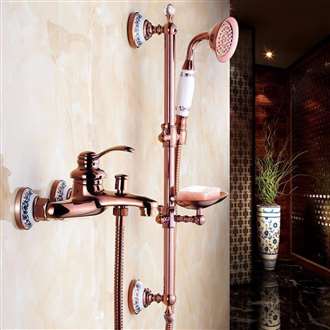 FontanaShowers® BIM File Sassari Wall Mount Rose Gold Shower Set With Soap Dish