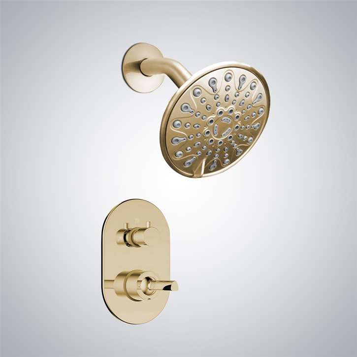Fontana Metropolis Brushed Gold Shower Head Set