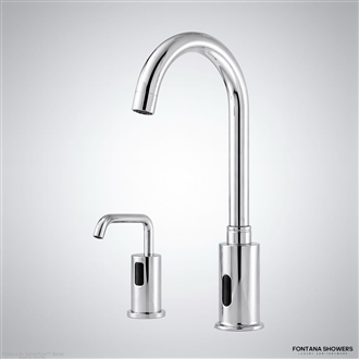 Fontana St. Gallen Chrome Touchless Commercial Motion Sensor Faucet & Automatic No Touch Soap Dispenser for Restrooms