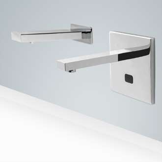 Fontana Melun Commercial Chrome Wall Mounted XT5 Automatic Sensor Faucet & Touch Free Commercial Automatic Hand Sanitizer Soap Dispenser