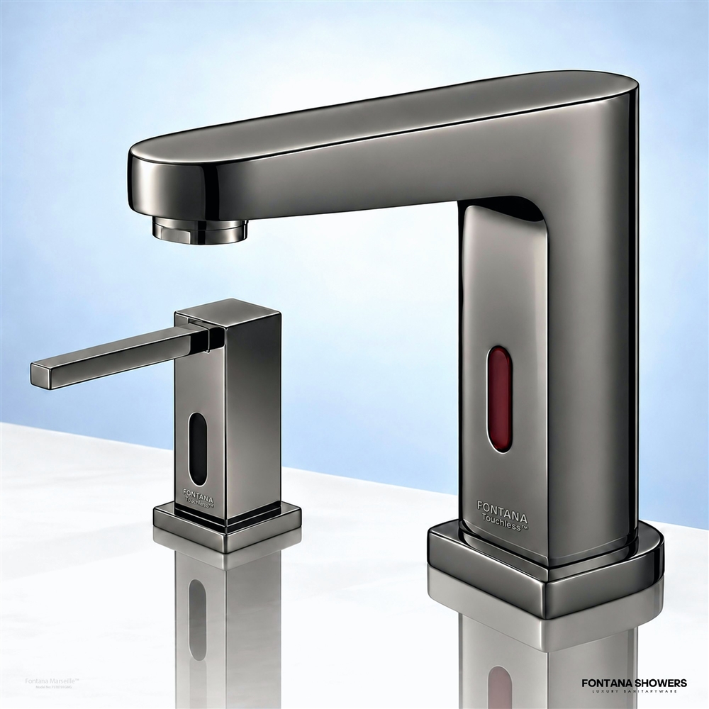 Marseille gun metal gray faucet and dispenser
