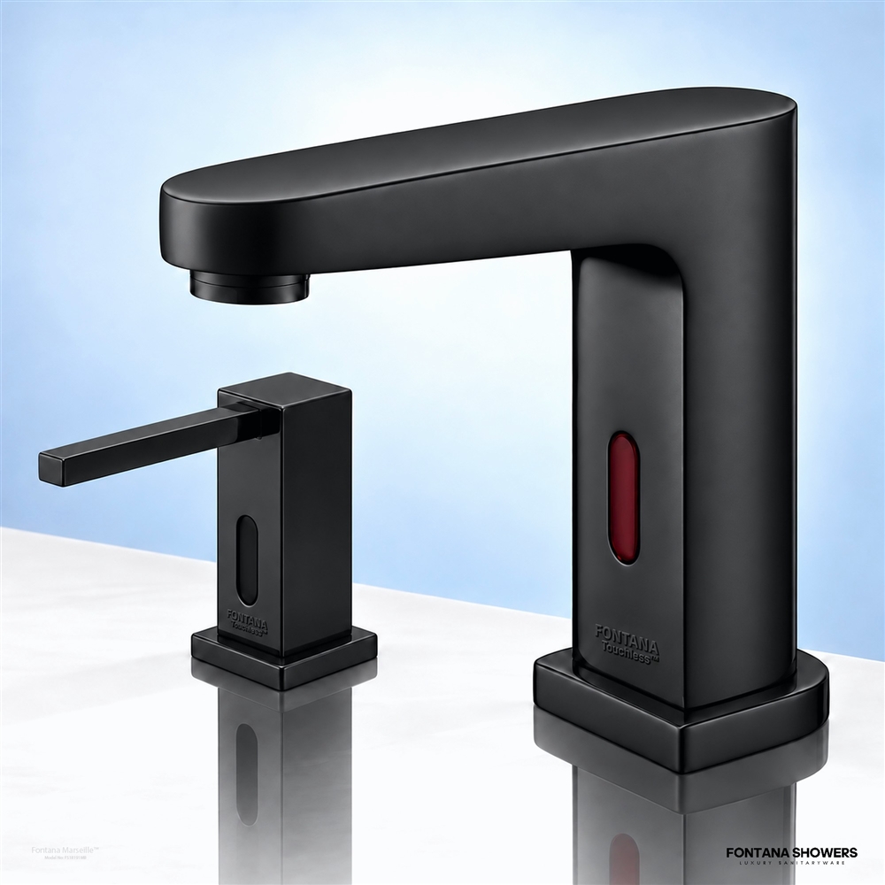 Marseille matte black faucet and soap dispenser