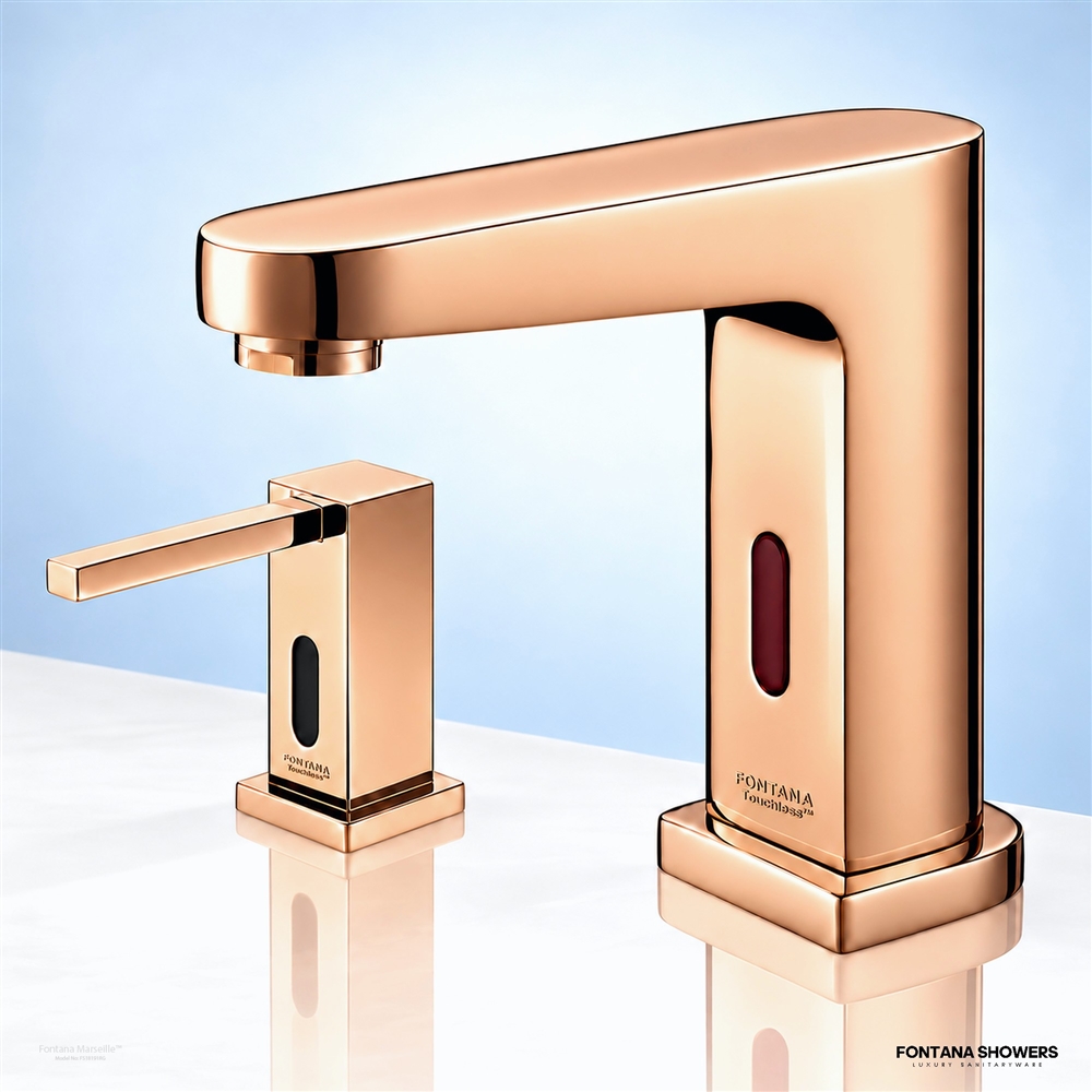 Marseille rose gold faucet and soap dispenser