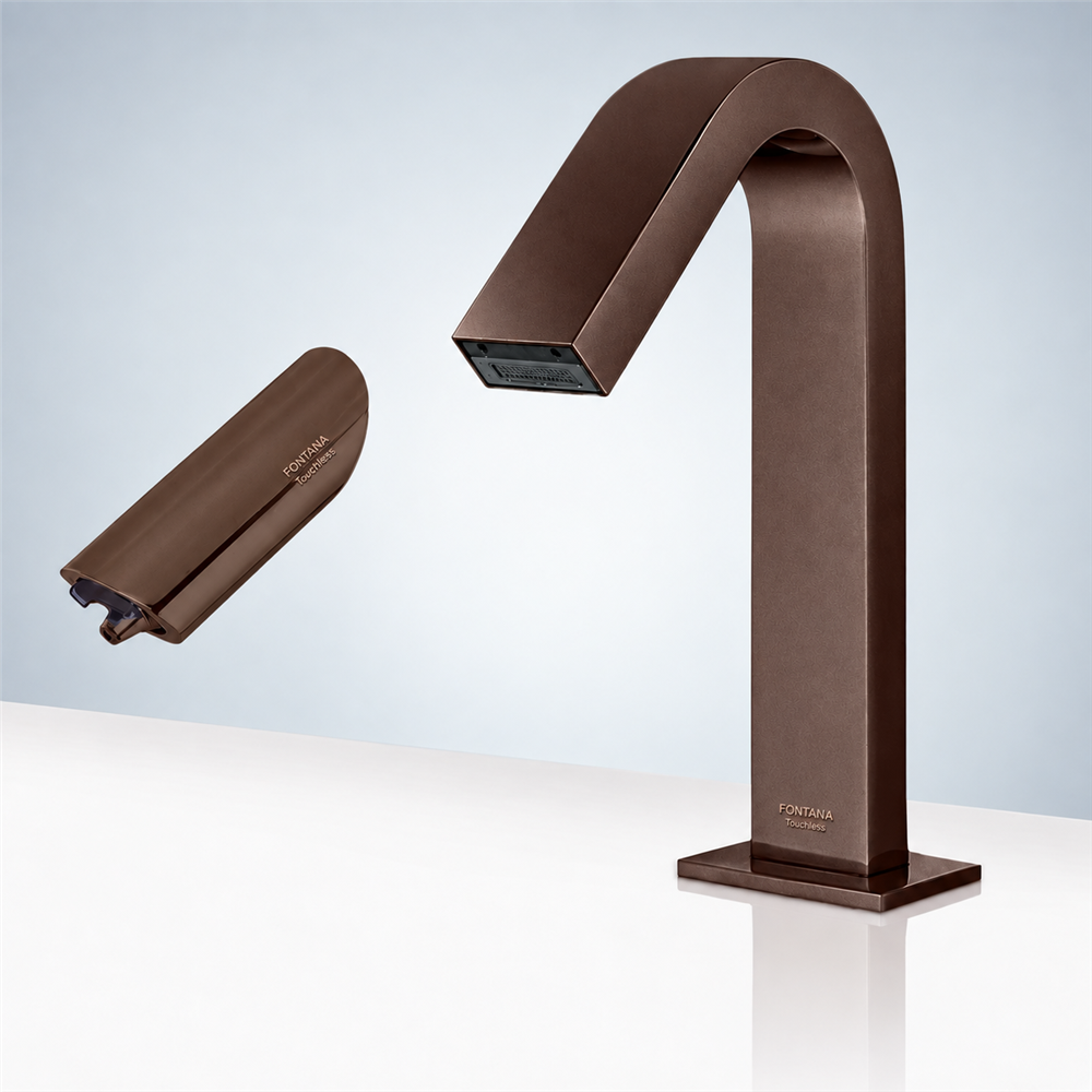 Fontana Deauville Light Oil Rubbed Bronze Motion Touchless Sensor Faucet & Automatic No Touch Soap Dispenser for Restrooms