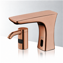 Fontana Lima Rose Gold Commercial Automatic Motion Sensor Bathroom Faucet with Matching Soap Dispenser