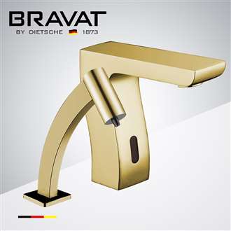 Bravat Commercial Automatic Motion Brushed Gold Sensor Faucets with Automatic Soap Dispenser