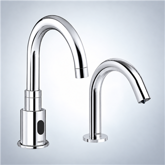 Chrome touchless faucet dispenser