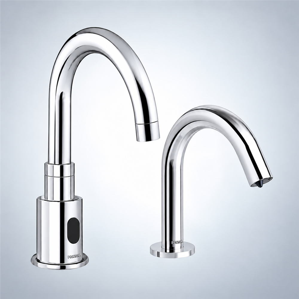 Chrome touchless faucet dispenser