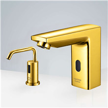 Fontana Lyon Gold Tone Motion Sensor Faucet & Automatic No Touch Soap Dispenser for Restrooms